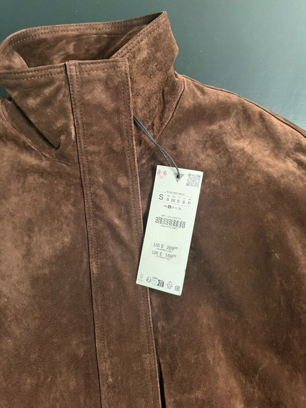 NWT Zara S Dark Brown Suede Leather Jacket - Picture 14 of 16